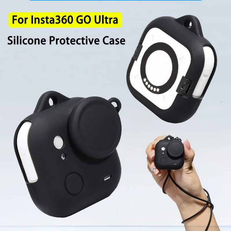 For Insta360 GO Ultra Silicone Protective Case with Lens Cap Anti-loss Lanyard Protector Cover Soft Shell Camera Accessories Kit