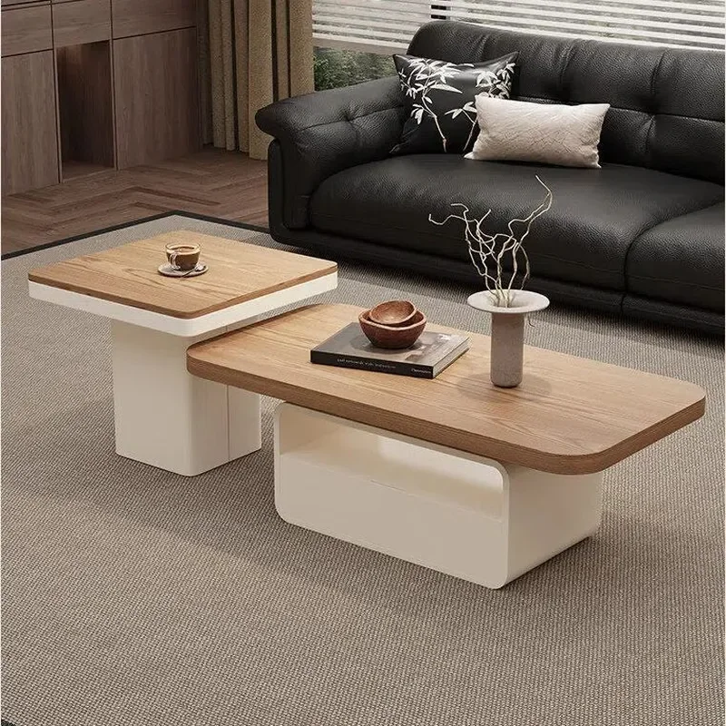 Medieval Retro Style Solid Wood Coffee Table with Storage High Grade Walnut Color Living Room Furniture Combination New