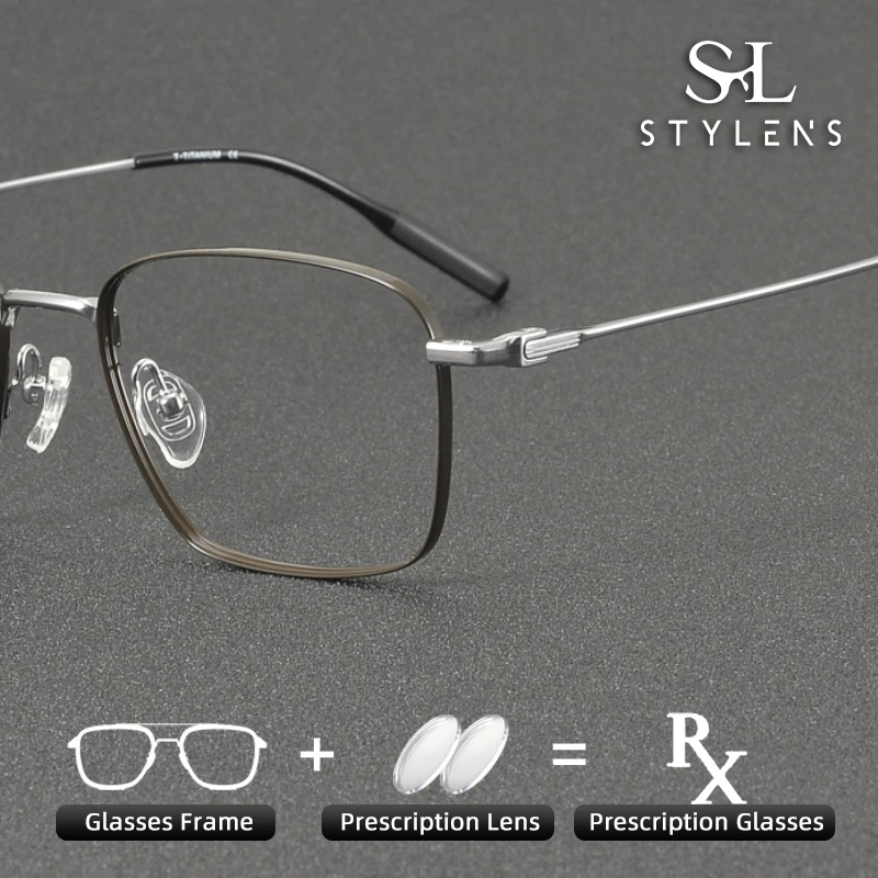 

STYLENS Fashion Handmade Acetate Pure Titanium Prescription Eyewear Square Men Women Anti Blue Light Progressive Eyewear 81027