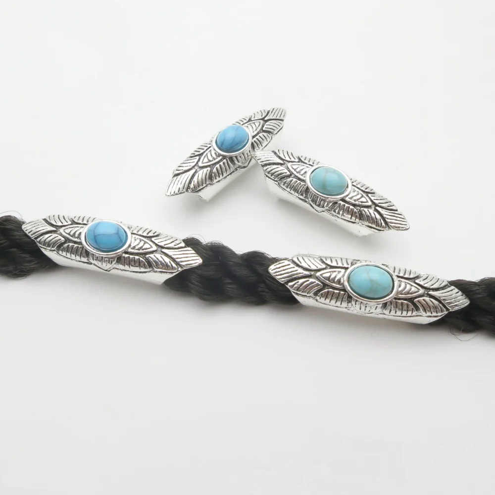 2Pcs/Pack Natural Turquoise viking hair braid dread dreadlock beard beads tube Jewelry Making DIY Necklace Bracelet Accessories