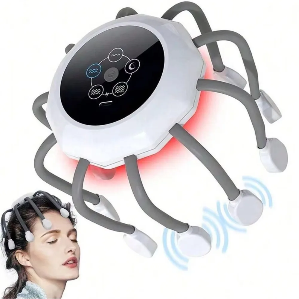 Octopus Claw Eight Claw Massager Stress Relief USB Charging Scalp Massager Hands Free Therapeutic Electric Head Massager