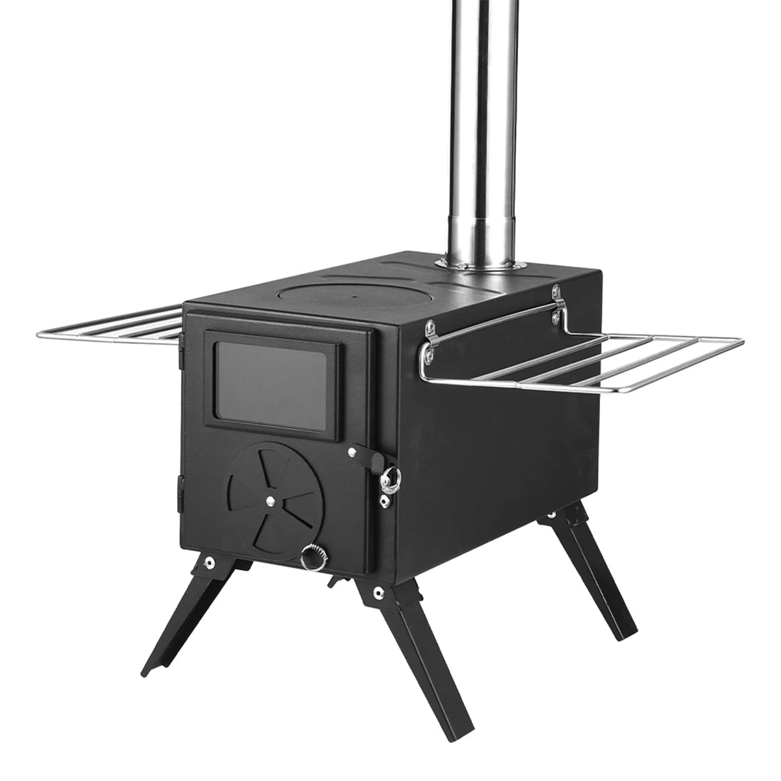 Estufa para tienda de campaña, tienda de campaña al aire libre, estufa de leña portátil, estufa de leña multifuncional con chimenea desmontable