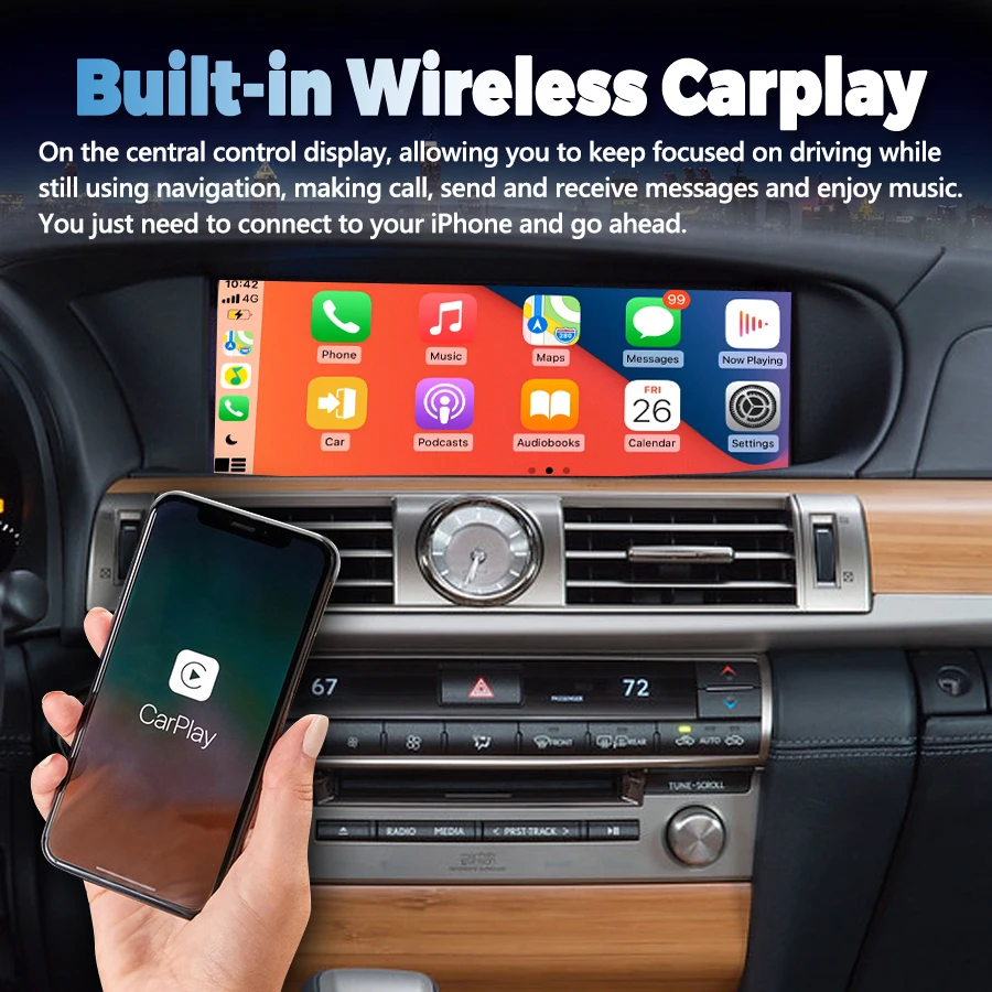 12.3 calowy ekran 1920*720 Qled samochód Android multimedialny odtwarzacz wideo Carplay dla Lexus LS460 f-sport 2013 Radio magnetofony GPS