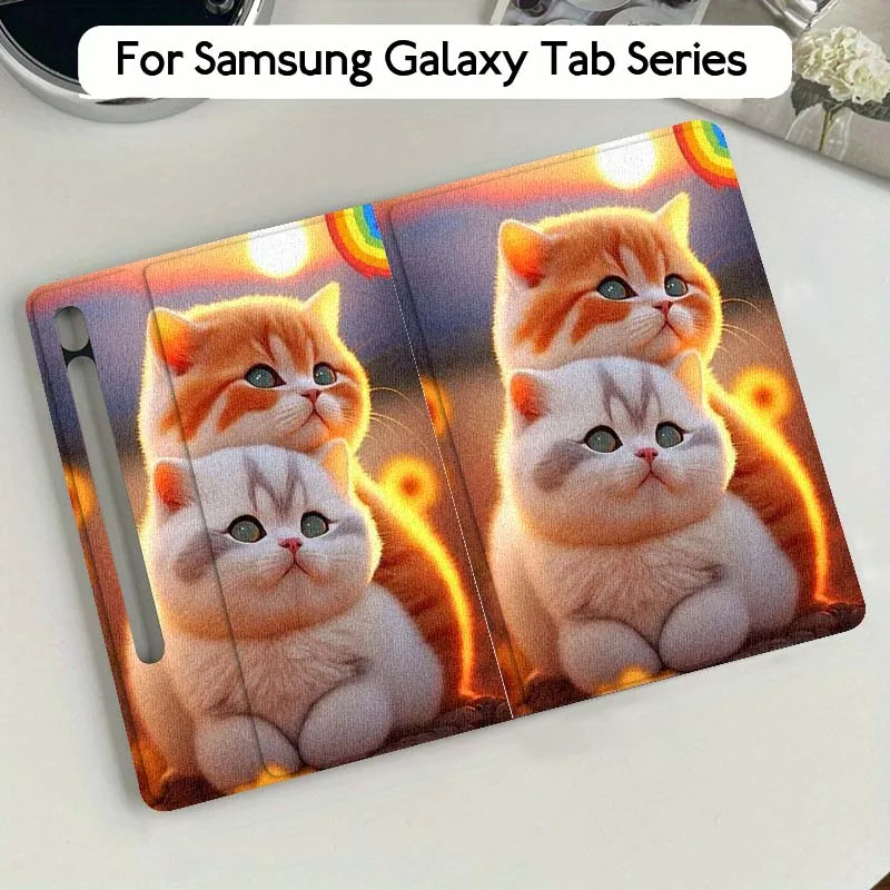 

Sunset Art Cartoon Cat Gift For Samsung Galaxy Tab S10 S9 S8 S7 FE Lite Soft Flexible Support Tablet Case