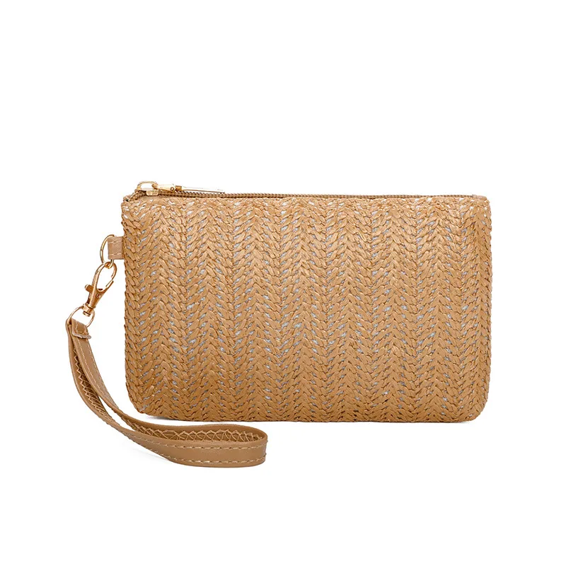 

Weaving Bag Fashion Ladies Wristlet Clutch Women Daily Money Phone Clutch Straw Woven Coin Purse Summer Beach Wallet Bolsa Pouch