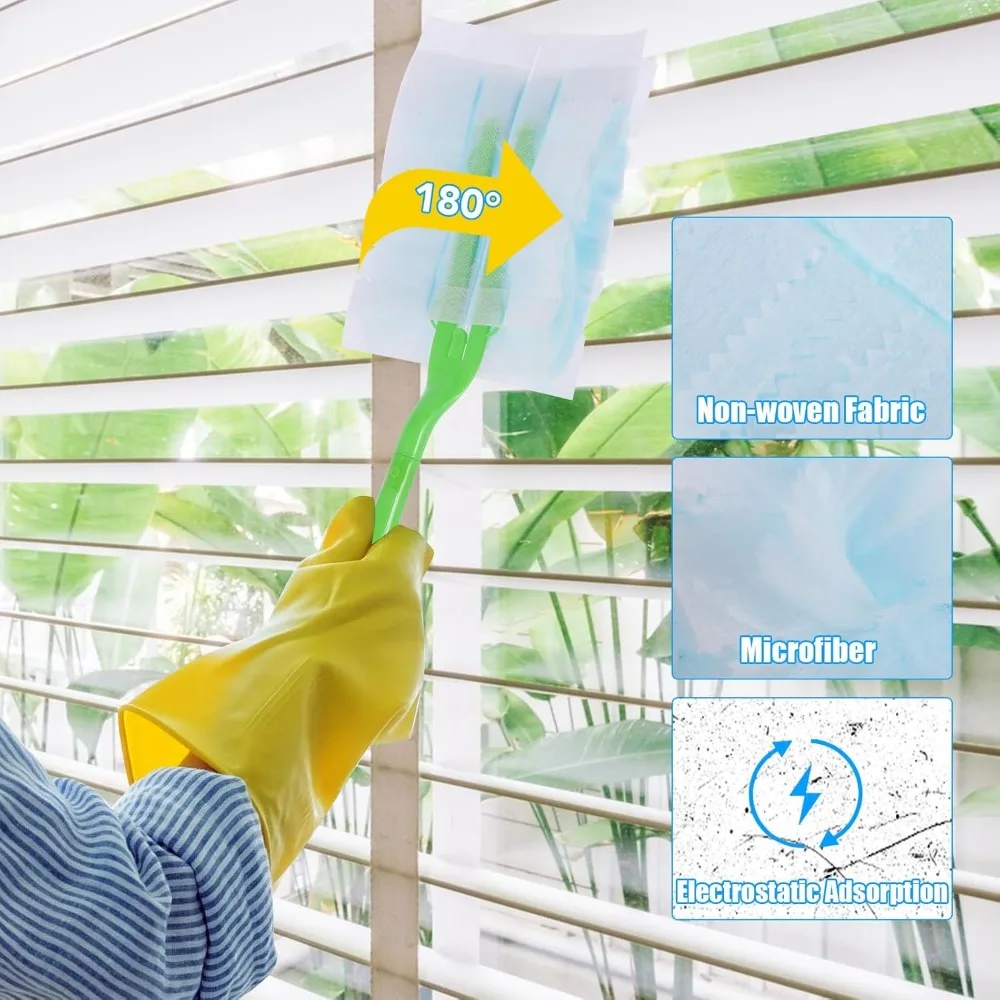 30-Pack Electrostatic Disposable Duster Refills, 180-Degree Head for Home and Office Dusting