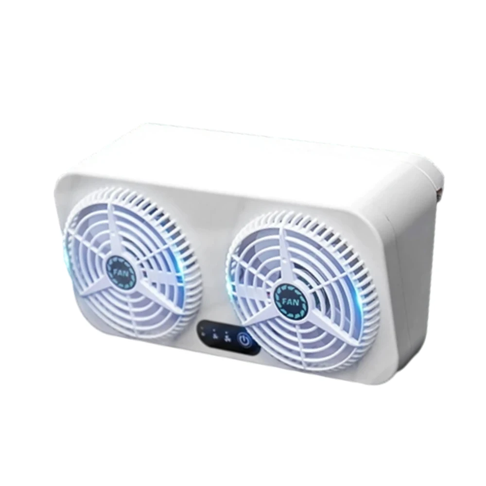 1 Set Dual-Head Car Fan White Color 3 Speed Settings USB Interface 5V High Quality ABS Material For Car Interior Air Circulation