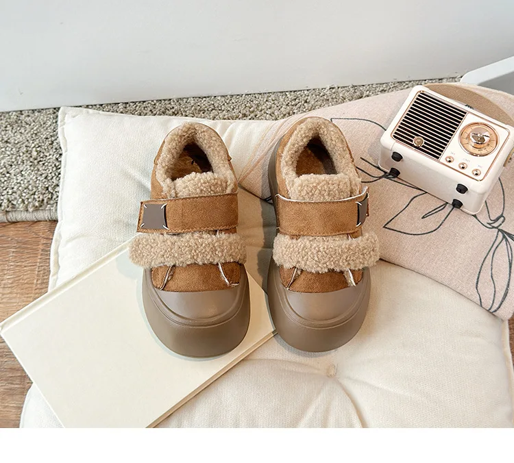 2026 Winter Neue Kinderschuhe Mädchen Koreanischer Stil Lammwolle Mädchen Baumwollschuhe Verdickte Samt-Warme Anti-Kick Fell-Schuhe – Detail 9