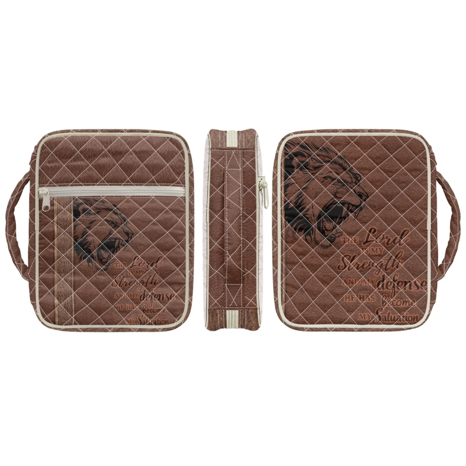 Coloranimal Lion Scripture Print Bible Cover Bag Elastic Inner Pockets Church Protector Organizer for Spiritual 2026 Collection
