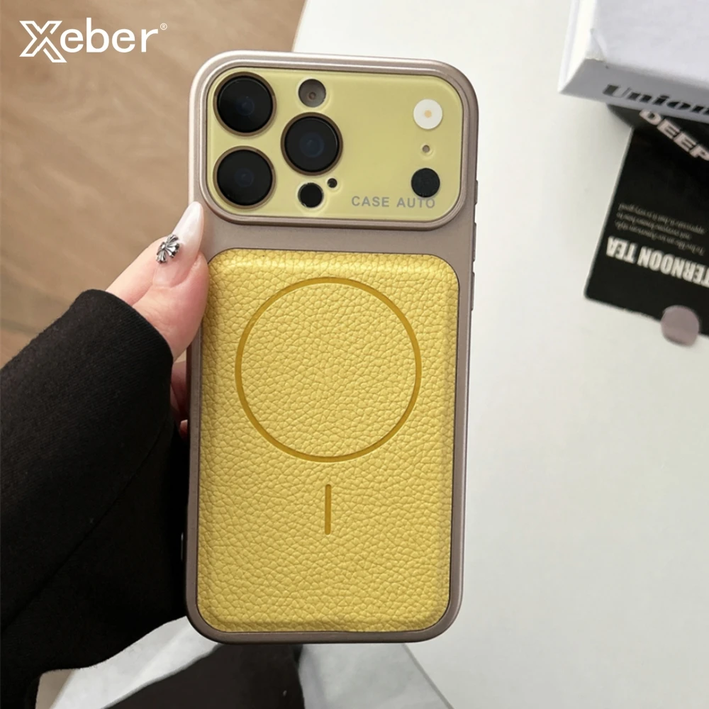 Modische Leder-Textur Magnetische Handyhülle für iPhone 17 Pro Max 16 15 14 13 12 Pro Max für MagSafe Stoßfeste Schutzhülle
