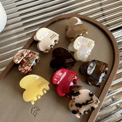 Petite pince à cheveux colorée en forme de cœur, 3.5Cm, petite griffe en acétate, crabes pour filles, pinces à cheveux délicates, accessoires pour cheveux pour femmes