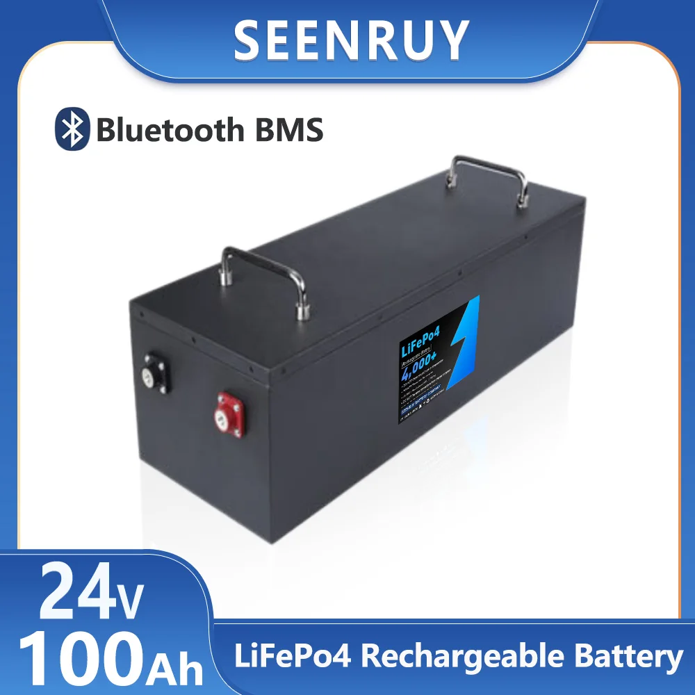 24V 100AH Lifepo4 With Charger Optional Bluetooth Lithium Iron Phosphate Battery  For 2000W UVAs Sensor Devices EV Robot AGV