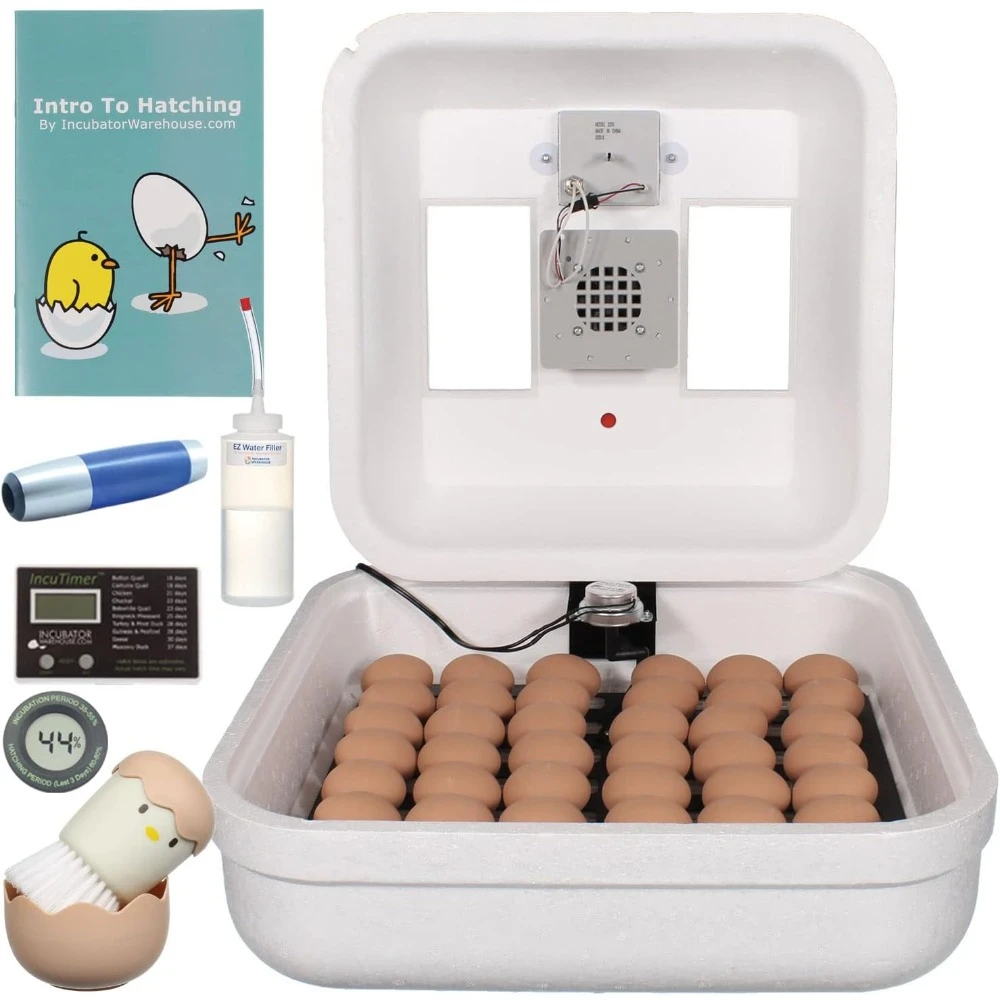 Egg Incubator Deluxe Combo Kit, Electronic Thermostat, Circulating Air Fan, Automatic Egg Turner, Hygrometer