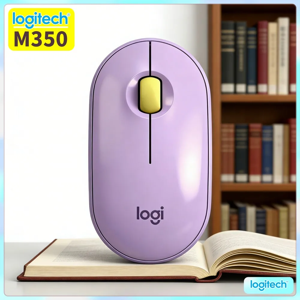 Logitech M350 Pebble Silent Mouse - 77G Lightweight, Dual Mode, USB Receiver, 10M Range, Travel Home Office Perfect