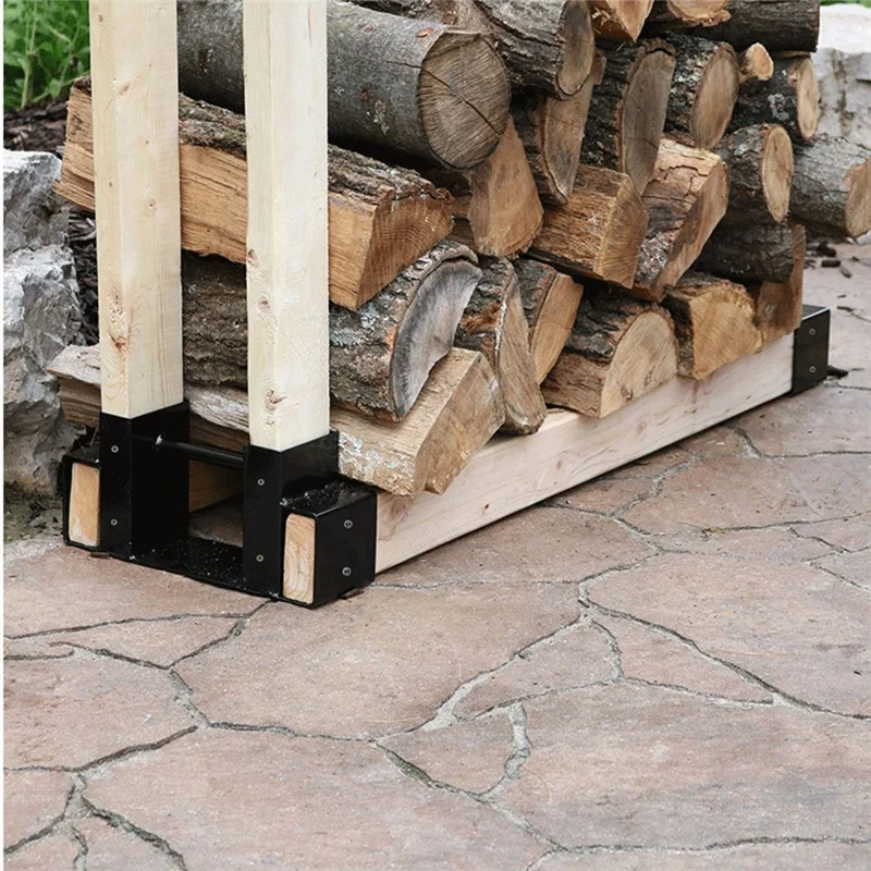 ABNL Firewood Log Rack Bracket Kit - Adjustable To Any Length - Closed-End Design - 2 Pieces Of Brackets Easy To Use
