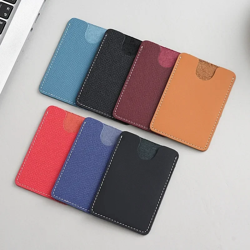 Ultra-Thin Mini Full-Grain Cowhide Leather Card Holder Wallets for Men Women Lightweight Soft Genuine Leather Credit Card