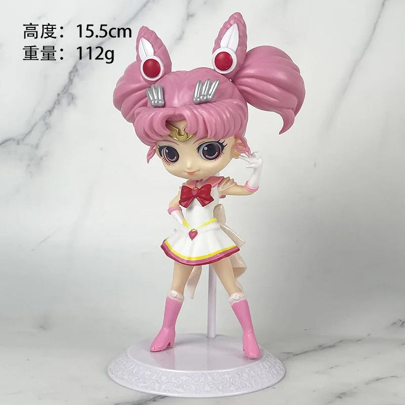 Kawaii Anime Sailor Moon Figures Tsukino Usagi Chibiusa Figur Pvc Toy Model Hand Made Anime Dolls Toys Gifts for Kid