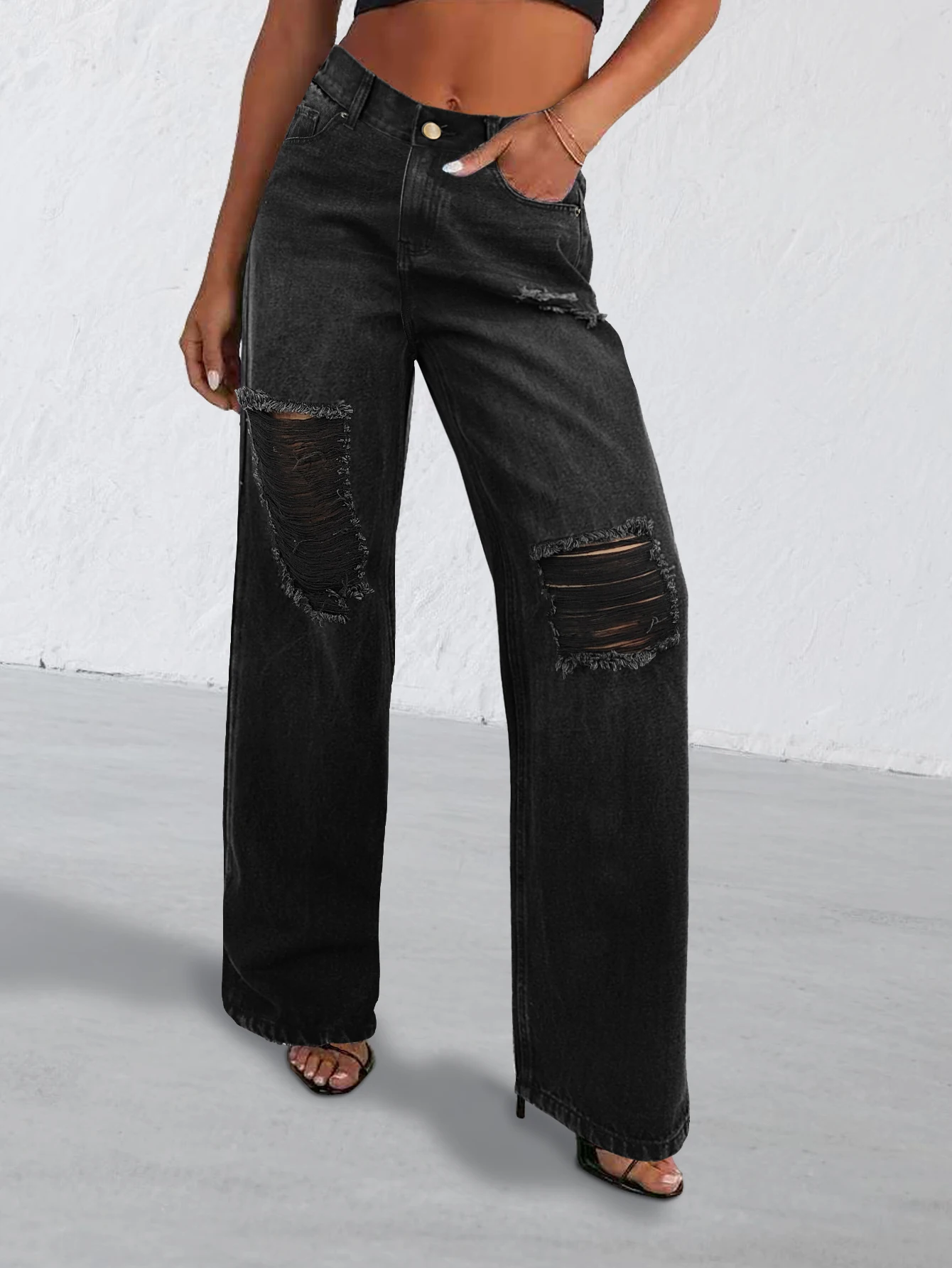 

Высококачественные женские узкие широкие джинсы, которые можно носить в всех сезонах, подходящие для повседневных вечеринок, повседневная рабочая одежда, широкие джинсы