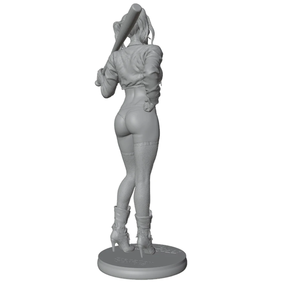 1/24/12/6 Desktop Decoration, Funny and Cute Girl Resin Model Kit, GK Mini 3D Printed Grey Model Doll, DIY Model, Uncolored view 3