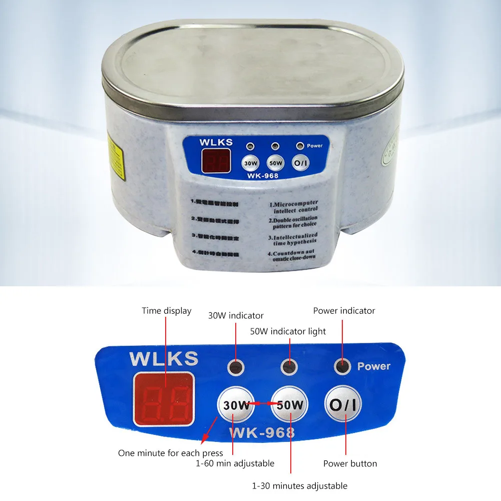 Ultrasonic Cleaner 30/50W Sonicator Bath 40Khz Degas for Watches Contact Lens Glasses Various Jewelry ультразвуковая ванна