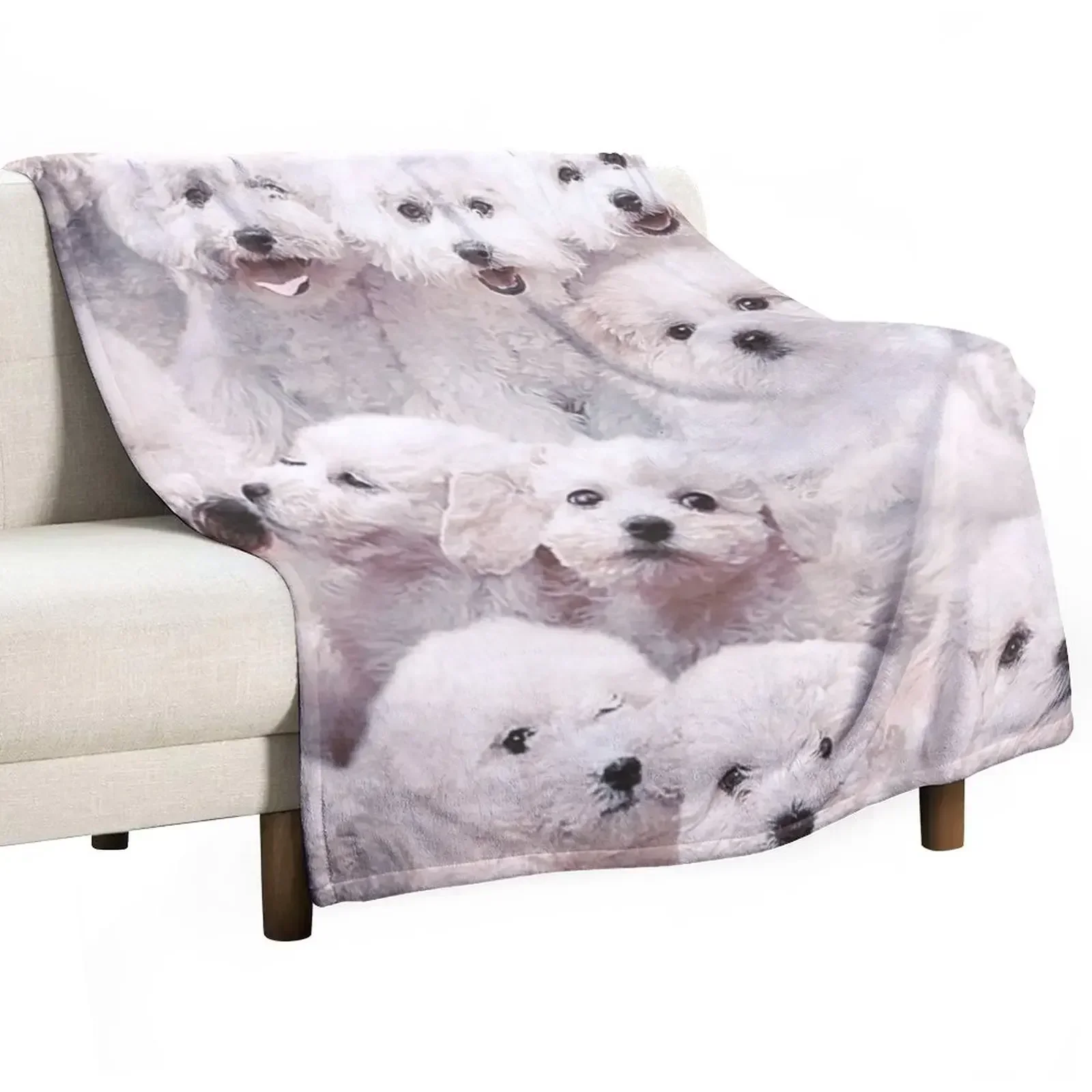 Bichons - Dogs Throw Blanket Stuffeds Tourist Beach Cute Blankets Sofas Of Decoration Plaid on the sofa Blankets