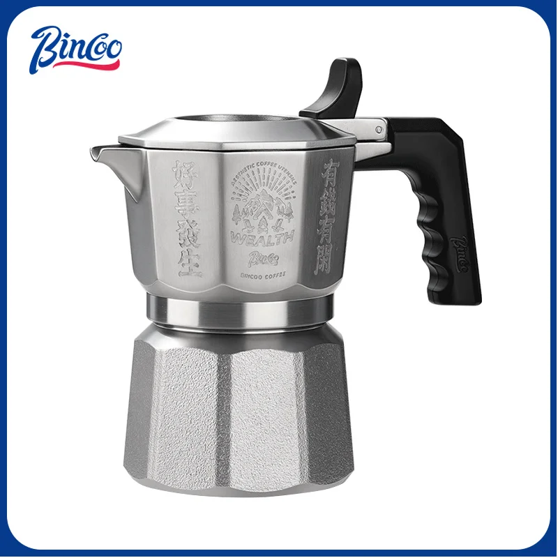 Bincoo Triple Valve Moka Pot 2 Cups - 316 Stainless Steel Stovetop Espresso Maker, Heavy Duty Italian Coffee Pot for HomeBarista