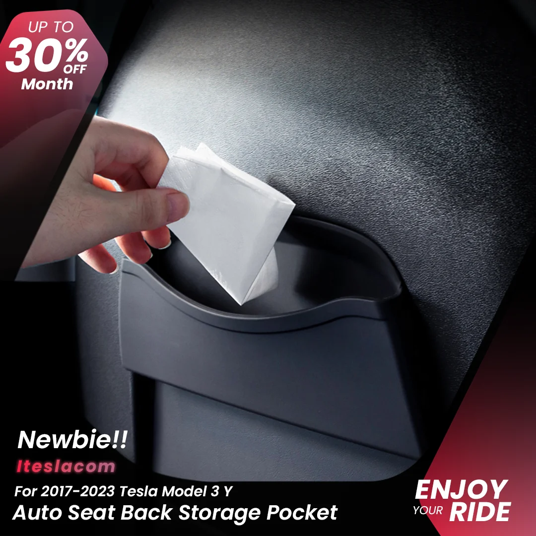 

For Tesla Model 3 Y Silicone Car Garbage Bag Waterproof Trash Can Leak-proof Back Seat Hanging Convenient Storage Pocket