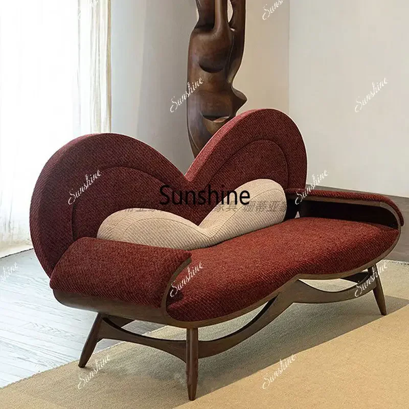 

YFrench retro style solid wood sofa living room casual design simple
