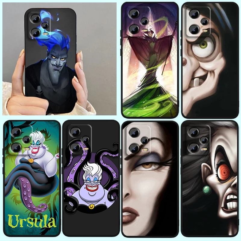 جراب هاتف أسود ناعم لـ شاومي ، Maleficent ugula ، Disney ، Redmi Note 13 ، 12R ، 12 ، 12S ، توربو 11 ، 11T ، 10 ، 10S ، برو بلس ، 5G