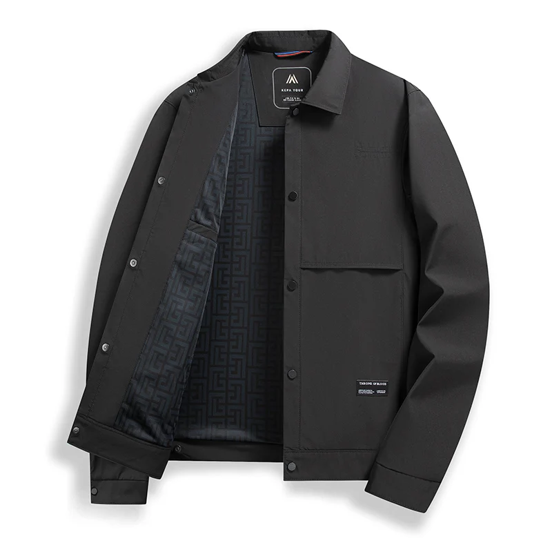 

Dongjia Men's Casual Comfortable Versatile Flip Collar Jaet Busin Sle Polyester Nylon Blend Long Sve Stand Fit