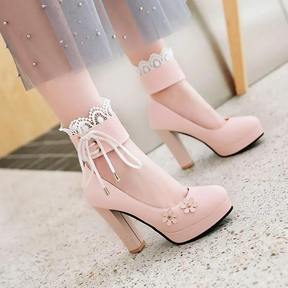 Women\'s Pumps Shoes Super High Heel Pu Buckle Platform 2020 Spring Autumn Sexy New Fashion Casual Wedding Party Black White Pink