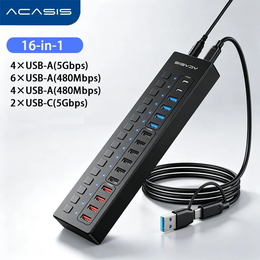acasis-16-ports-usb-hub-extender-5gbps-usb-a-usb-c-splitter-multi-port-expander-for-pc-laptop-macbook-keyboard-mouse-printer