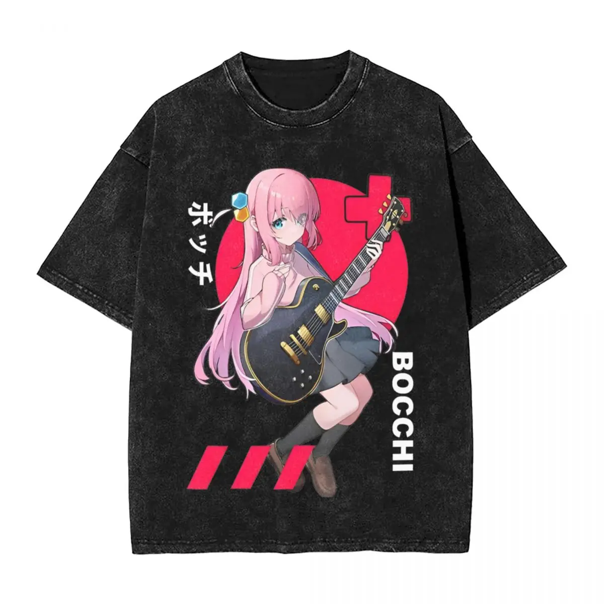 Hitori Gotou Bocchi The Rock Anime T Shirts Hip Hop Washed Cotton Oversize T-Shirts Men Women Tops Streetwear Printed Tees