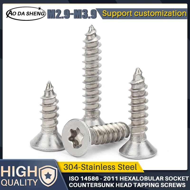 

AODASHENG 304 Stainless Steel Countersunk Flat Head Internal Plum Anti-theft Self-tapping Screw Wood Screw M2.9 M3.5 M3.9 -M6.3