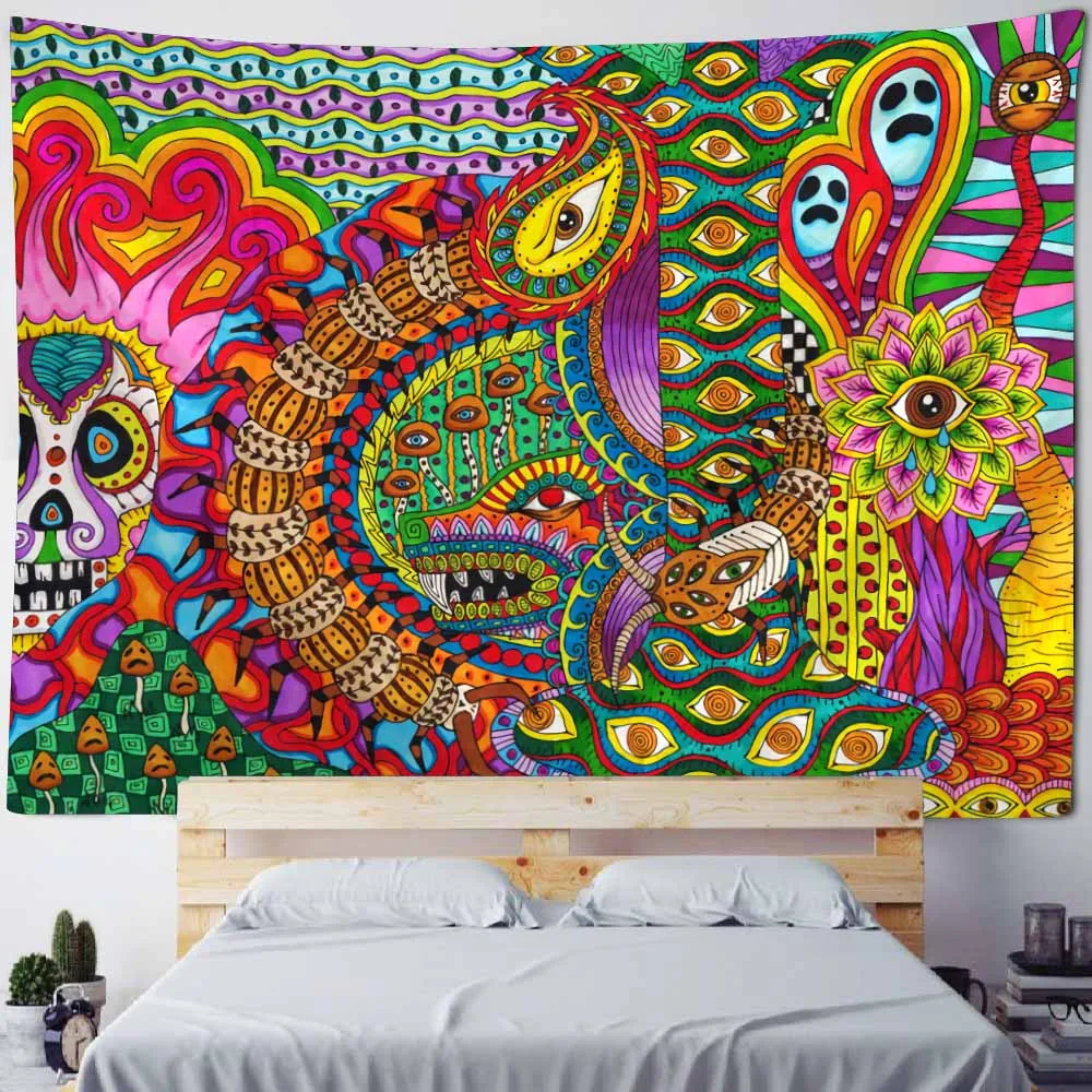 Psychedelic eye tapestry wall hanging boho abstract colorful home wall decor blanket beach mat picnic mat room dorm art deco