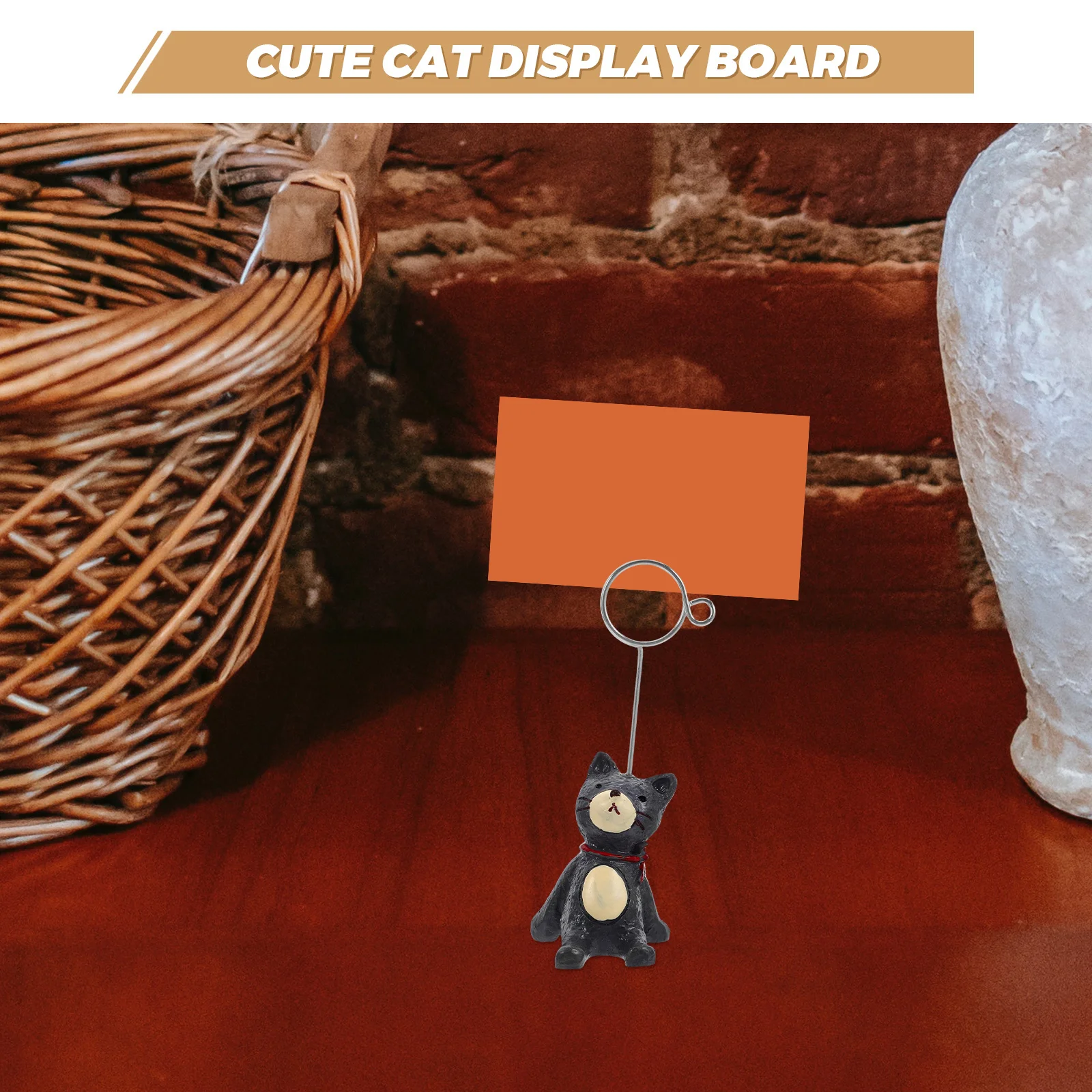 Resin Dark Gray Little Cat Photo Clip Cartoon Note Holder Desktop Ornament Home Office Wedding Table Number Name Card Display