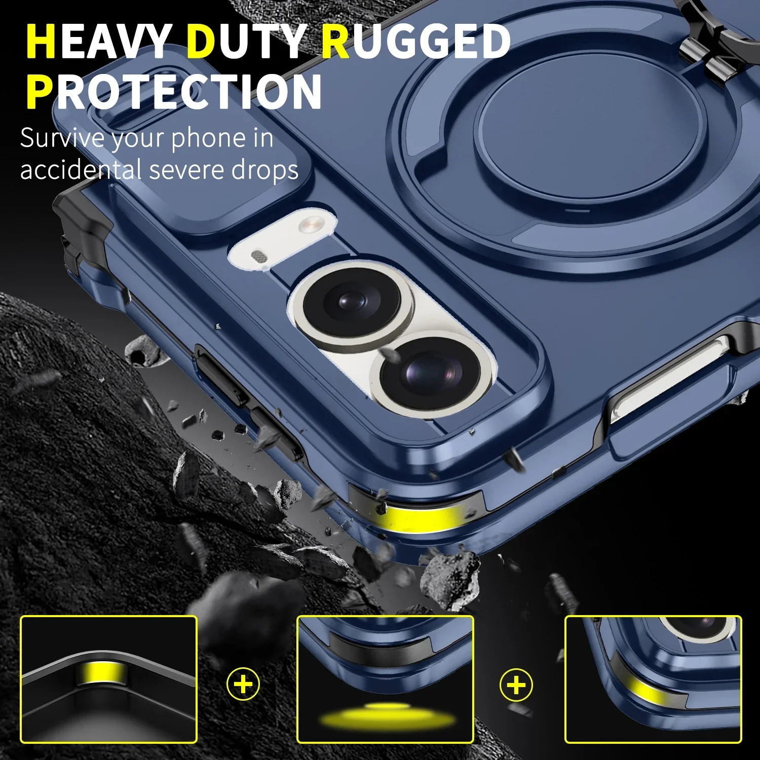 Case for IPhone Duo, Shockproof Armor Sliding Window Protective Phone Wide Holder Magnetic Surpport Car Mount Adsorption Cover view 4