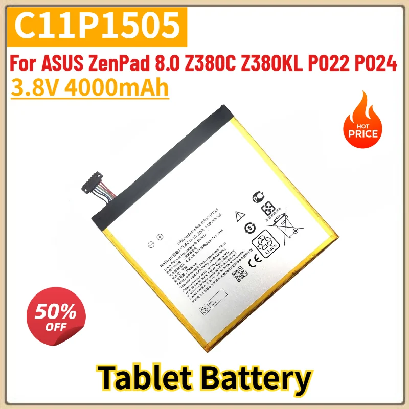 C11P1505 Battery 3.8V 4000mAh for ASUS ZenPad 8.0 Z380C Z380KL P022 P024 Tablet High Quality Replacement Battery