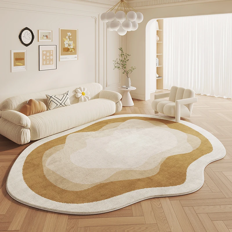 Cream Cloakroom Anti-slip Mat Thicken Bedroom Decor Shaped Carpet Nordic Style Carpets for Living Room Irregular Plush Study Rug