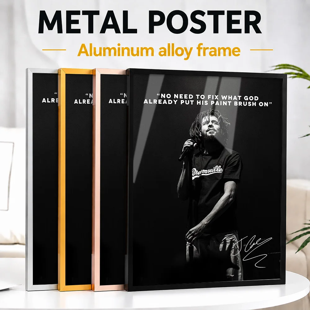 J. Cole Inspirational Quote Metal Poster With Aluminum Alloy Frame Customized Photographic Wall Art For Record Room And Bedroom
