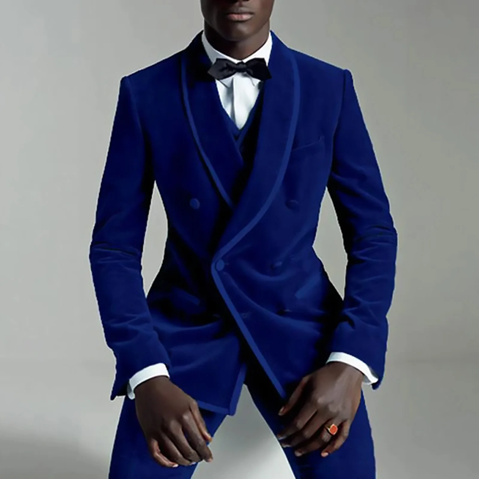 

Velvet Wedding Shawl Lapel Suits for Men Slim Fit Double Breasted Solid Tuxedo Man Suit Trajes Para Hombre Ternos Men Suits