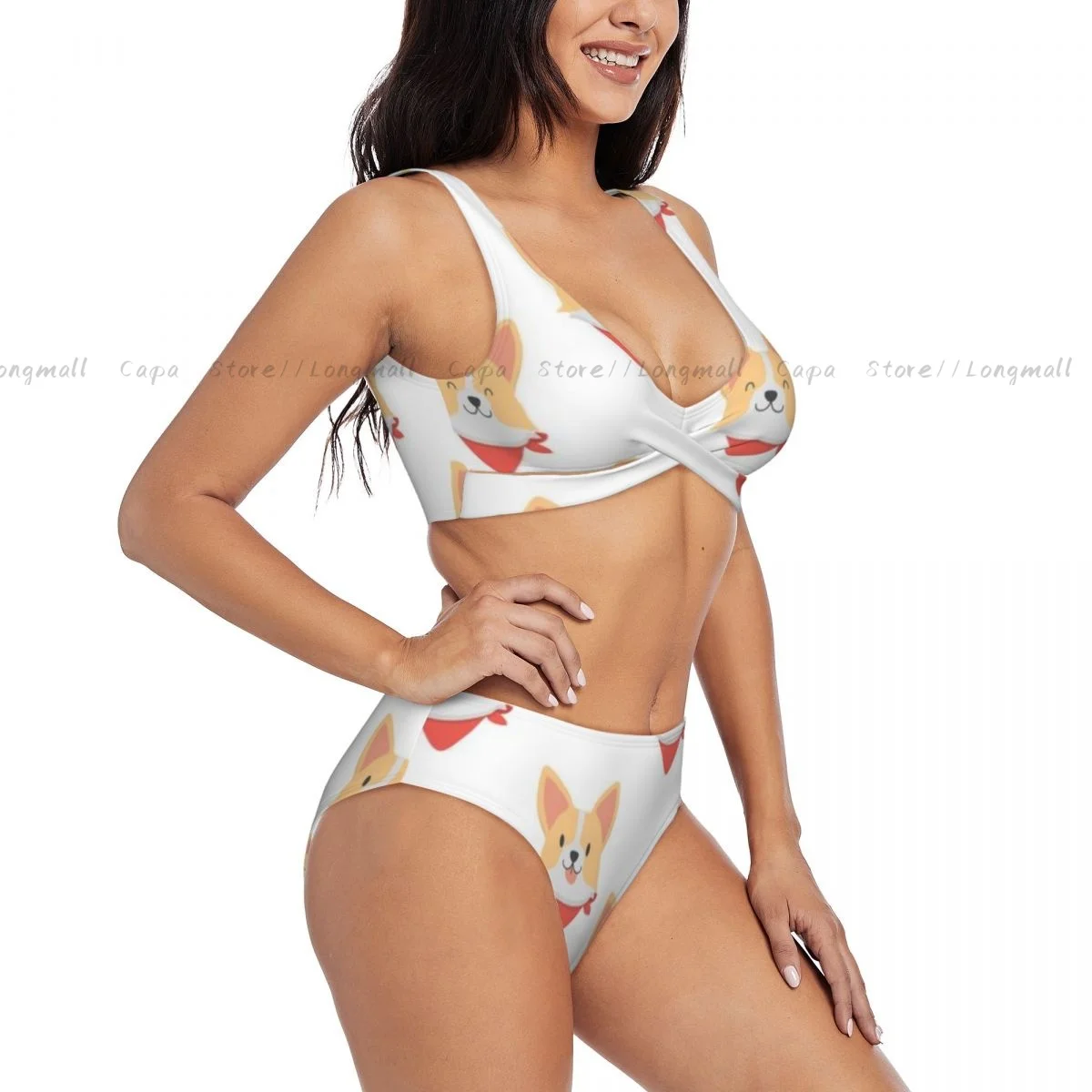 

Cute Corgi Dog Pattern Bikini Women Sexy Separate Swimsuit Two-piece Beachwear
