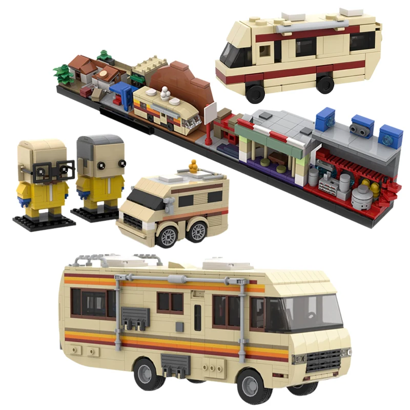 

MOC Классический американский ТВ-персонаж Белый и розовый Лаборатория приготовления лекарств RV Городской вид на улицу Skyline Строительные блоки Модель Детская игрушка в подарок