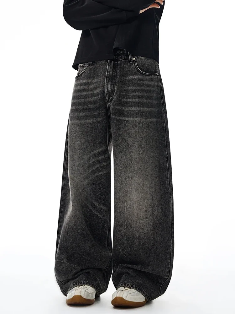 الجينز الأمريكي الكلاسيكي الرجال الخريف غسل القطن عارضة فضفاض واسعة الساق الدنيم السراويل خمر شارع العليا Y2K السراويل #3