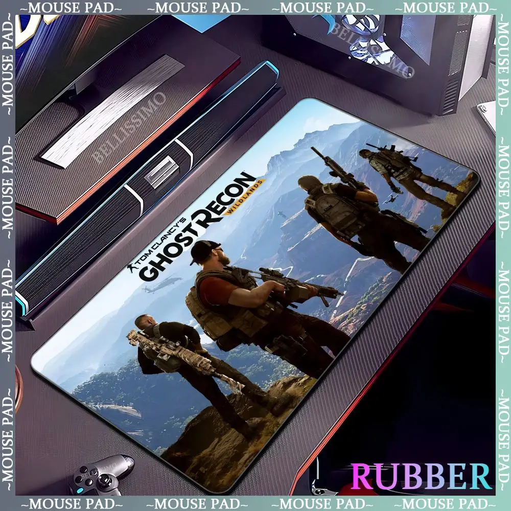 T-Tom Clancy Ghost Recon Muismatten Computerspelaccessoires Anime Computerpad Lock Edge Toetsenbordpad Gamer Oversized Bureaumat