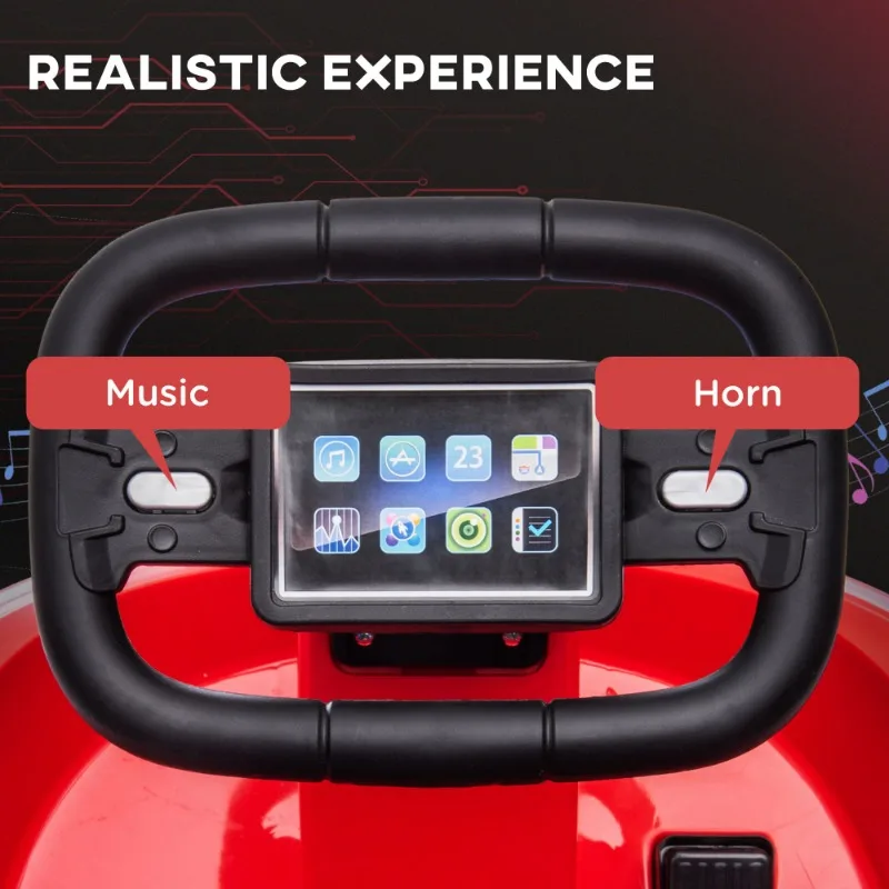 360° Rotation 6V Kids Electric Ride on Bumper Car with EVA Bumper Edges, Twins Motor, Songs, Horn, Safety Belt for 18-48 Months