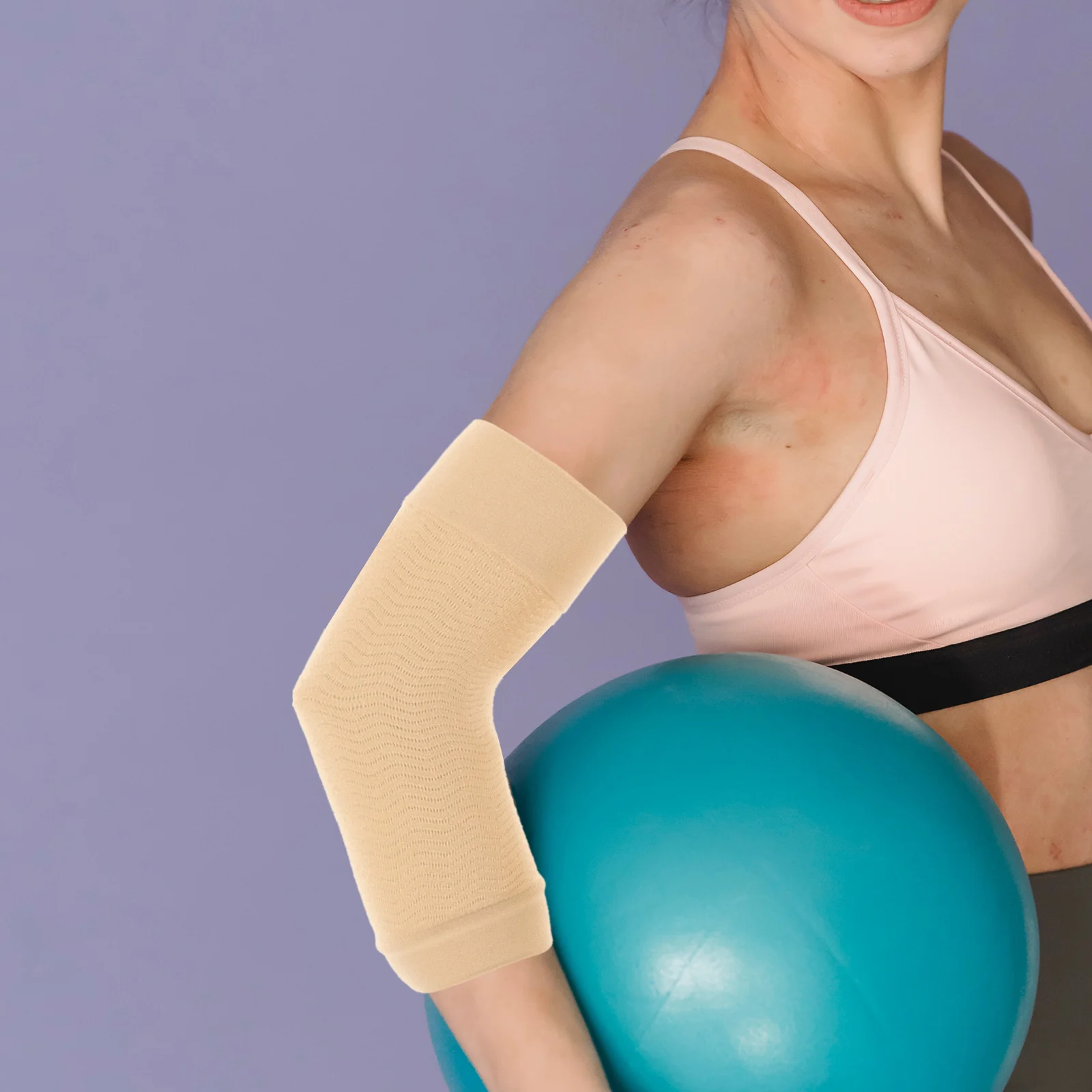 

1 Pair Beige Elastic Compression Arm Sleeves Slimming Shaper For Fitness Support Muscle Recovery Workout Endurance Arm Sleeve