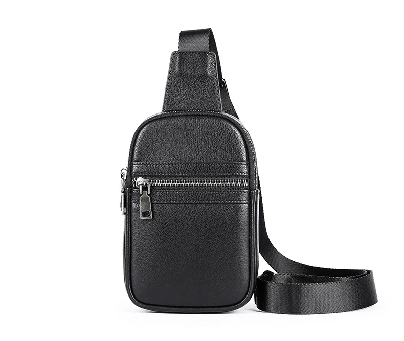 

First Layer Cowhide Chest Bag Multi-functional Men's Shoulder Bag Leather Crossbody Bag Men's Leisure Sports Casual Chest Pack