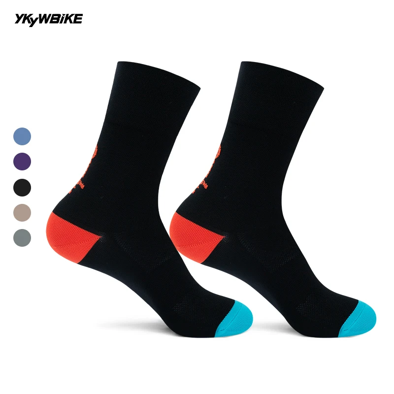 YKYWBIKE Cycling Socks Pro Team Sock Soft Comfortable High-wicking Sport Running Bicycle Bike Socks Calcetines