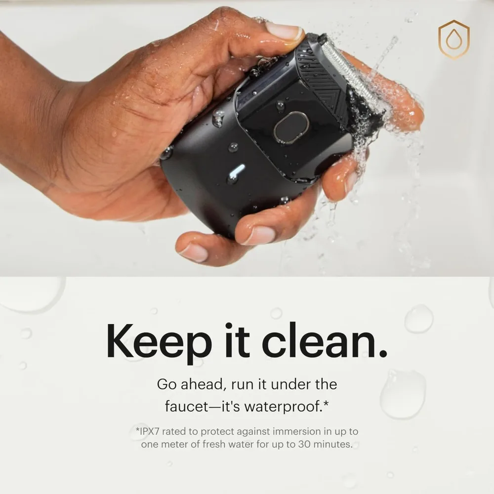 Compact Shaver Portable Men's travel facial hair beauty container, USB-C rechargeable shaver, Facial electric shaver, waterproof